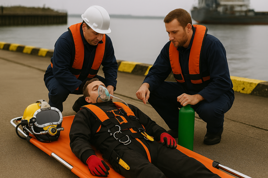 Oxygen Delivery to a casualty on quayside