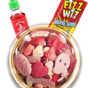 Pink Mix Candy Bowl With Searcher Candy Sauce And Popping Candy