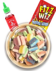 Fizzy Slice Candy Bowl With Searcher Candy Sauce And Popping Candy