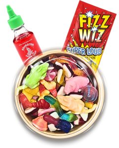 Jelly Candy Bowl With Searcher Candy Sauce With Popping Candy