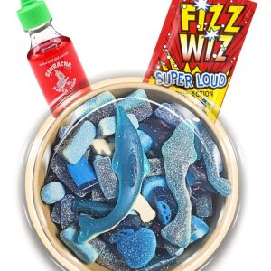 Blue Candy Bowl With Searcher Candy Sauce And Popping Candy