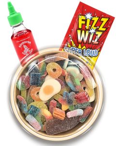 Fizzy Candy Bowl With Searcher Candy Sauce With Popping Candy