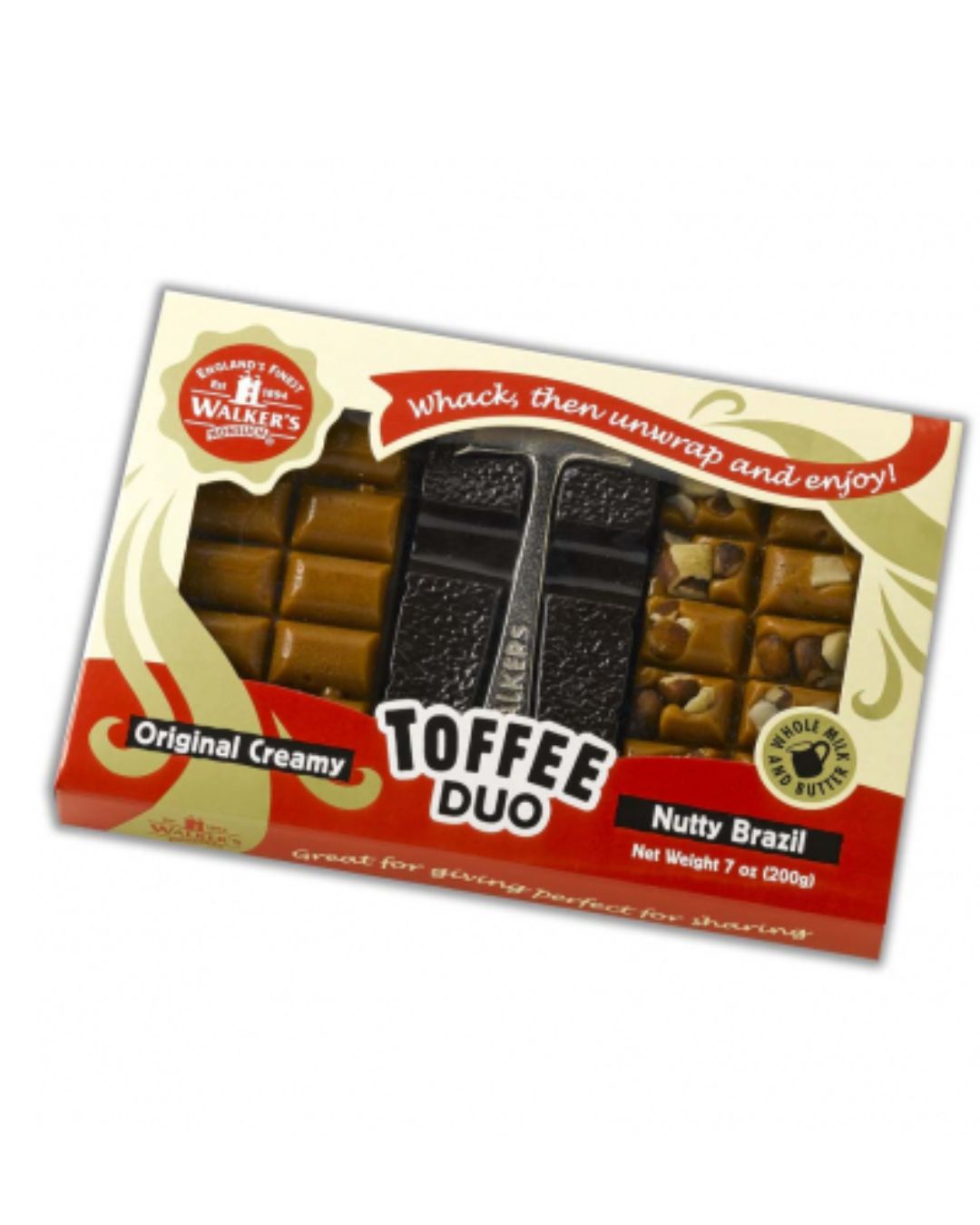 Nutty Brazil 200g Walkers Duo Hammer Toffee Slab