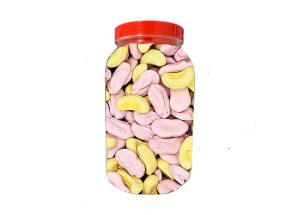 Freeze Dried Foam Shrimps And Foam Bananas In A 1 Litre Jar