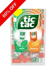 75 Mini Packets of Tics Tacs Inside a Huge Container Mint and Orange Flavour