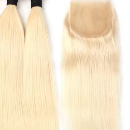 Human hair HD Lace 613 blonde   bundles  5x5 closure